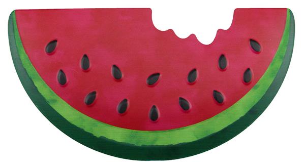 12"L X 6.25"H METAL EMBOSSED WATERMELON - PINK-RED/BLACK - MD0614