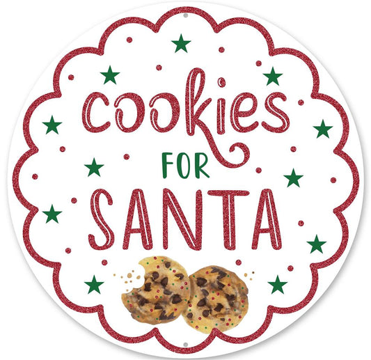 12"DIA GLITTER COOKIES FOR SANTA SIGN - WHITE/RED/GREEN/BROWN - MD0808