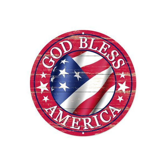 8"DIA GOD BLESS AMERICA SIGN - MD0928
