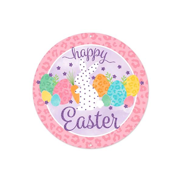 8"DIA GLITTER/LEOPARD HAPPY EASTER - PINK/WHT/LAVNDR/BLUE/MINT - MD0950
