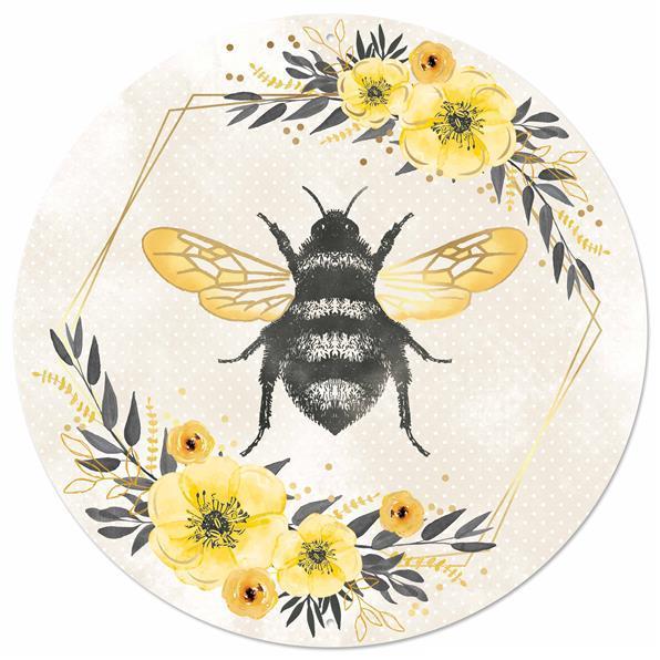 12"DIA METAL/FOIL BEE W/FLORALS SIGN - MD1030