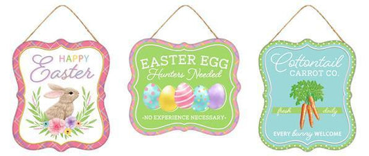 7"HX6"L EMBOSSED TIN EASTER SIGN - MD1042