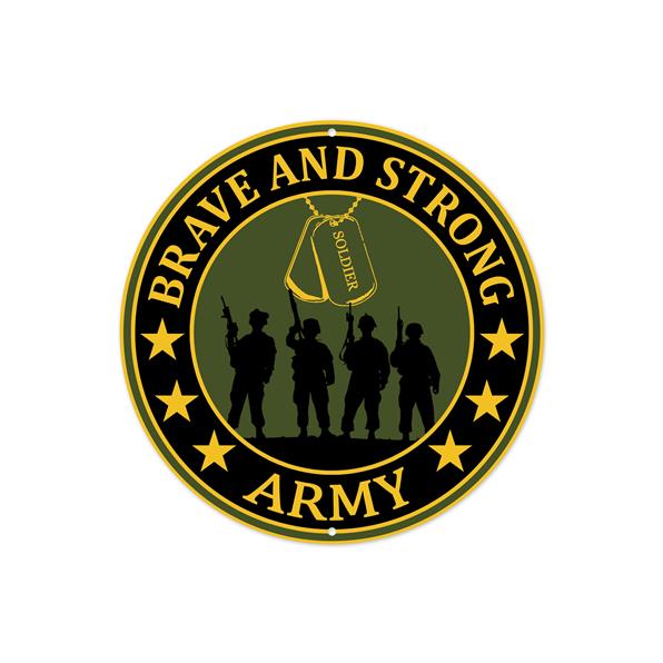 8"DIA BRAVE AND STRONG ARMY - ARMY GREEN/NAVY/GOLD - MD1110