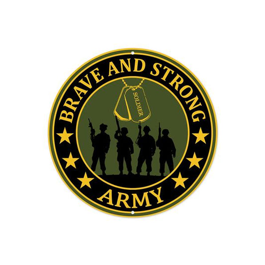 8"DIA BRAVE AND STRONG ARMY - ARMY GREEN/NAVY/GOLD - MD1110