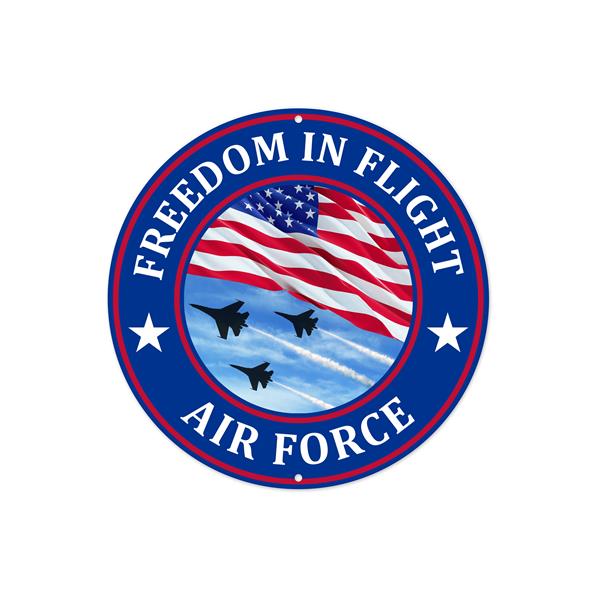 8"DIA METAL FREEDOM IN FLIGHT AIRFORCE - RED/WHITE/BLUE/BLACK - MD1111