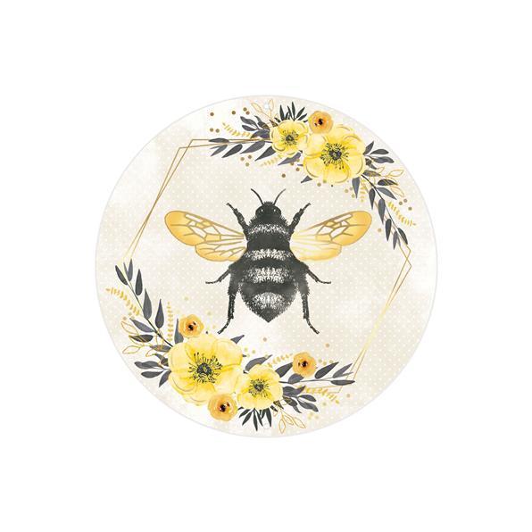 8"DIA METAL/FOIL BEE W/FLORALS SIGN - MD1117