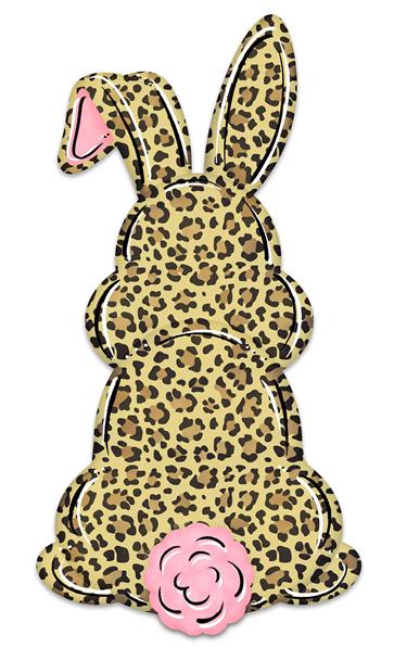 15"HX7.9"L METAL BUNNY BOTTOM SIGN - TAN/BRN/BLK/PNK/WHT - MD1121