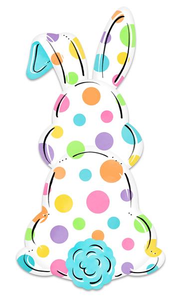 15"HX7.9"L METAL BUNNY BOTTOM SIGN - MULTI PASTEL - MD1123