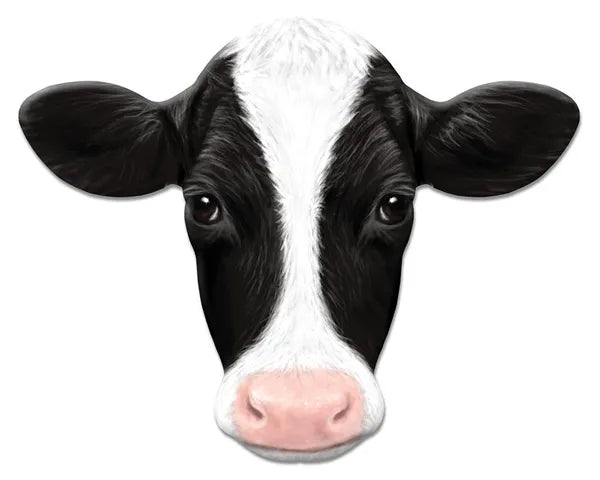 12"HX15.18"L METAL COW SIGN- BLACK/GREY/WHITE/PINK -MD123002