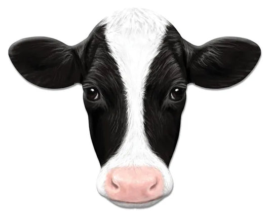 12"HX15.18"L METAL COW SIGN- BLACK/GREY/WHITE/PINK -MD123002