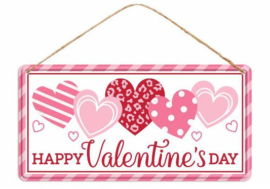 12"Lx6"H Tin Happy Valentines Day Sign - MD1234