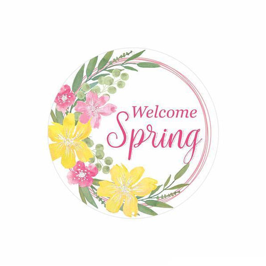 8"DIA METAL WELCOME SPRING GLITTER SIGN - MD1353
