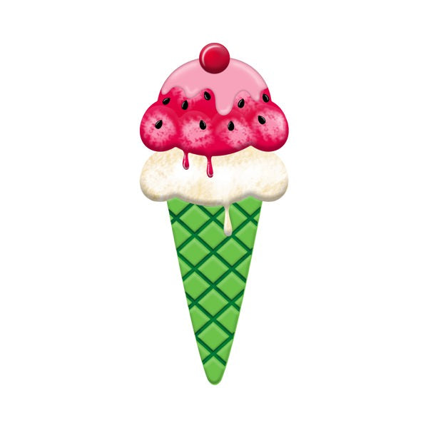 12"H METAL WATERMELON ICE CREAM CONE - RED/GREEN/PINK/BLACK/WHT - MD1374C4