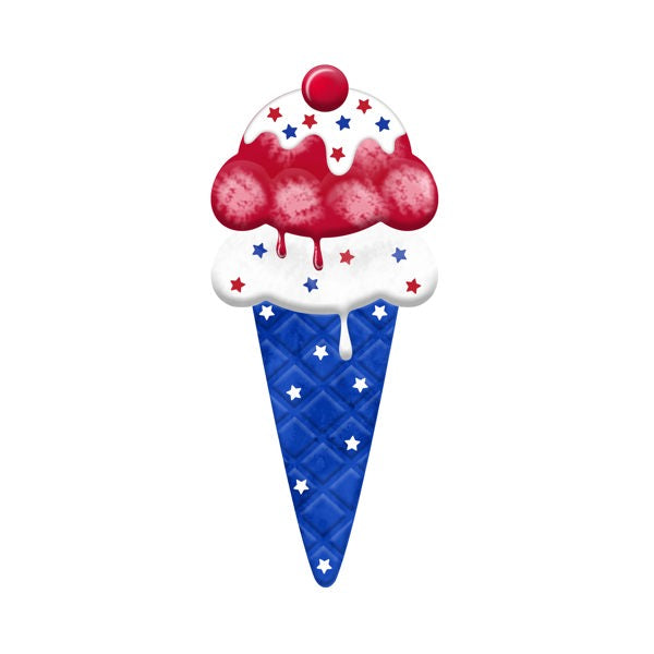 12"H METAL PATRIOTIC ICE CREAM CONE - RED, WHITE, BLUE - MD1374C5