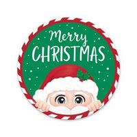 13"DIA MERRY CHRISTMAS SANTA SIGN - GREEN/RED/WHITE/BLACK - MD1483