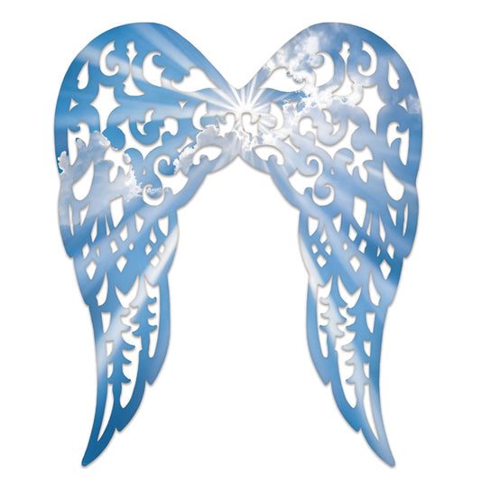 17.75"HX14.75"L FILIGREE ANGEL WINGS - SKY: WHT/LT BLUE/DK BLUE - MD1539E3