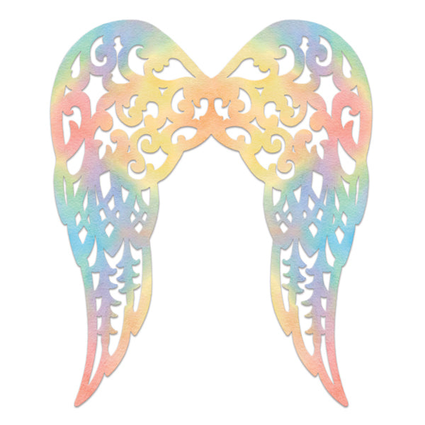 24"H X 20"L FILIGREE ANGEL WINGS - COLORFUL: YLW/CORAL/TURQ - MD1540E4