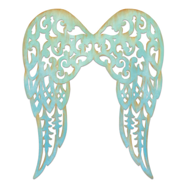 24"H X 20"L FILIGREE ANGEL WINGS - AQUA: SEAFOAM GRN/RUST - MD1540E5