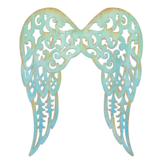 24"H X 20"L FILIGREE ANGEL WINGS - AQUA: SEAFOAM GRN/RUST - MD1540E5