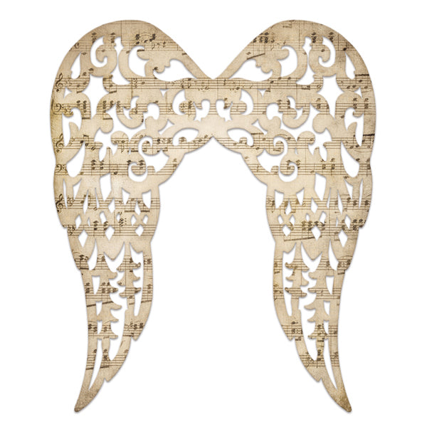 24"H X 20"L FILIGREE ANGEL WINGS - MUSIC: BEIGE/DARK BROWN - MD1540E6