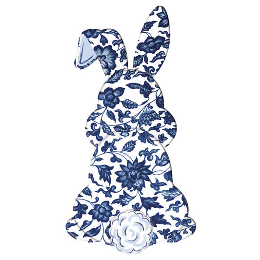 29"H X 15.2"L CHINOISERIE BUNNY BOTTOM - WHITE/NAVY BLUE/PALE BLUE - MD1544E3