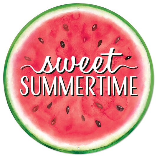 12"DIA SWEET SUMMERTIME WATERMELON SIGN - PINK/WHITE/GREEN - MD1548