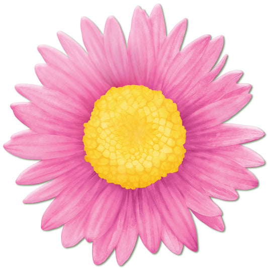 12"DIA METAL/EMBOSSED DAISY SIGN - FUCHSIA/YELLOW - MD156407