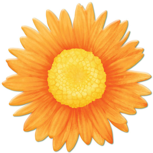 12"DIA METAL/EMBOSSED DAISY SIGN - ORANGE/YELLOW - MD156420