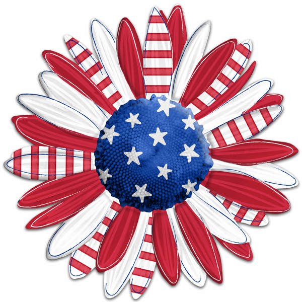 12"DIA METAL PATRIOTIC FLOWER SIGN - RED/WHITE/BLUE - MD1573E8