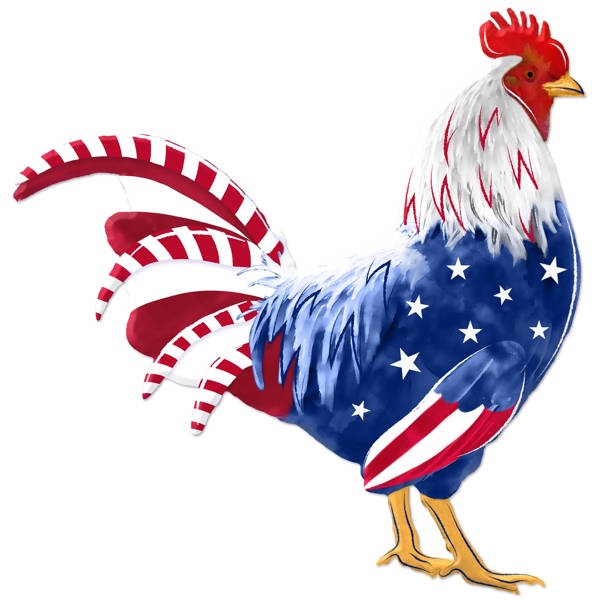 12"H X 11.75"L PATRIOTIC ROOSTER SIGN - RED/WHITE/BLUE - MD1574F7