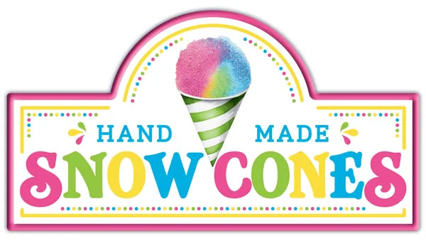 15"L X 8"H SNOW CONES STREET SIGN- WHITE/PINK/TURQ/YLLW/LIME- MD1702J6