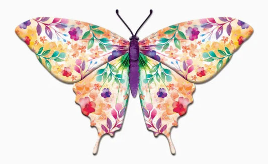 13.5"L X 8.45"H BOTANICAL BUTTERFLY SIGN-PURPLE/BLUE/GREEN/ORANGE- MD1734K6