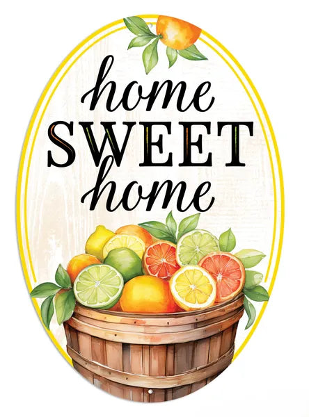 15"H X 10.35"L HOME CITRUS OVAL SIGN -WHITE/BRWN/ORNG/YLLW/GRN- MD1747