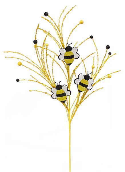 29"OAL GLITTER BUMBLE BEE/TWIG SPRAY - MN0010