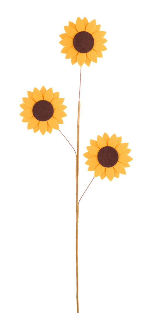 30"H FELT SUNFLOWER SPRAY - YELLOW/BROWN - MN035129