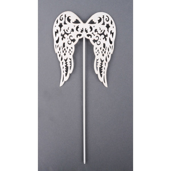 7.25"H X 6"W ANGEL WING ON PICK - IVORY - MN035567