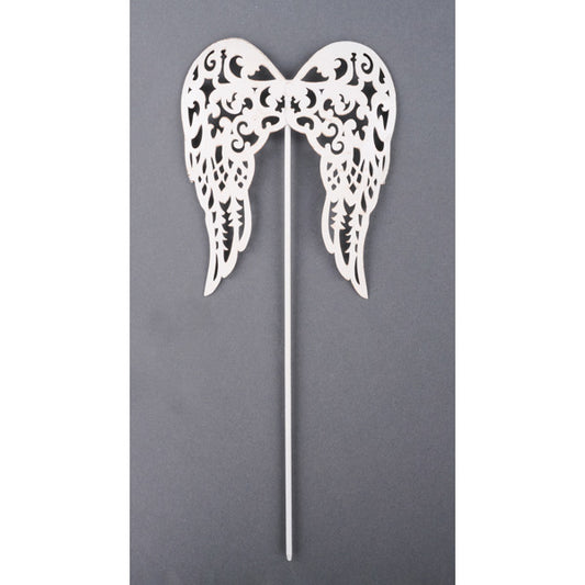 7.25"H X 6"W ANGEL WING ON PICK - IVORY - MN035567