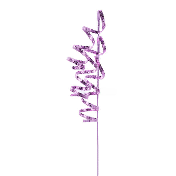 22"L GLITTER CURLY RIBBON HANGING SPRAY - LAVENDER - MN039813