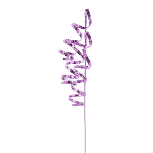 22"L GLITTER CURLY RIBBON HANGING SPRAY - LAVENDER - MN039813