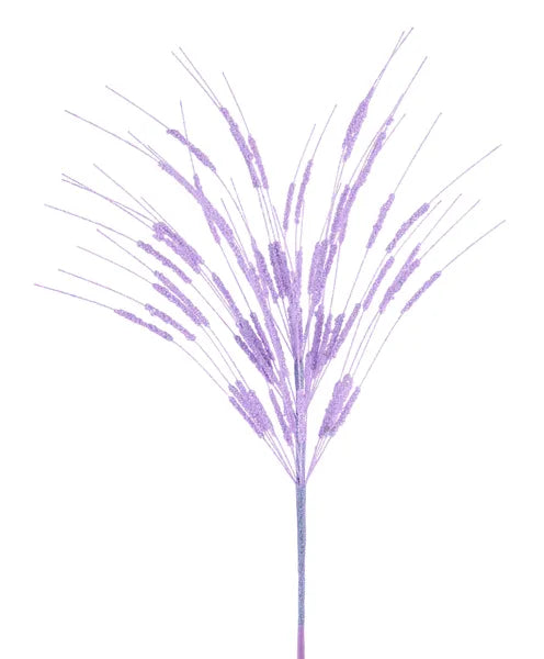 22"L IRID GLTTR MINI BEAD CATTAIL SPRAY-LAVENDER-MN053213
