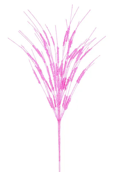 22"L IRID GLTTR MINI BEAD CATTAIL SPRAY-LIGHT PINK-MN053215