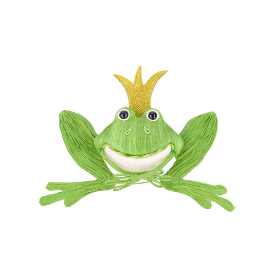 8.25"W X 6.5"H PAPER FROG PRINCE W/CROWN - DARK GREEN/GOLD - MS1870