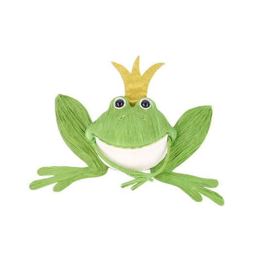 16"W X 12"H PAPER FROG PRINCE W/CROWN - DARK GREEN/GOLD - MS1871