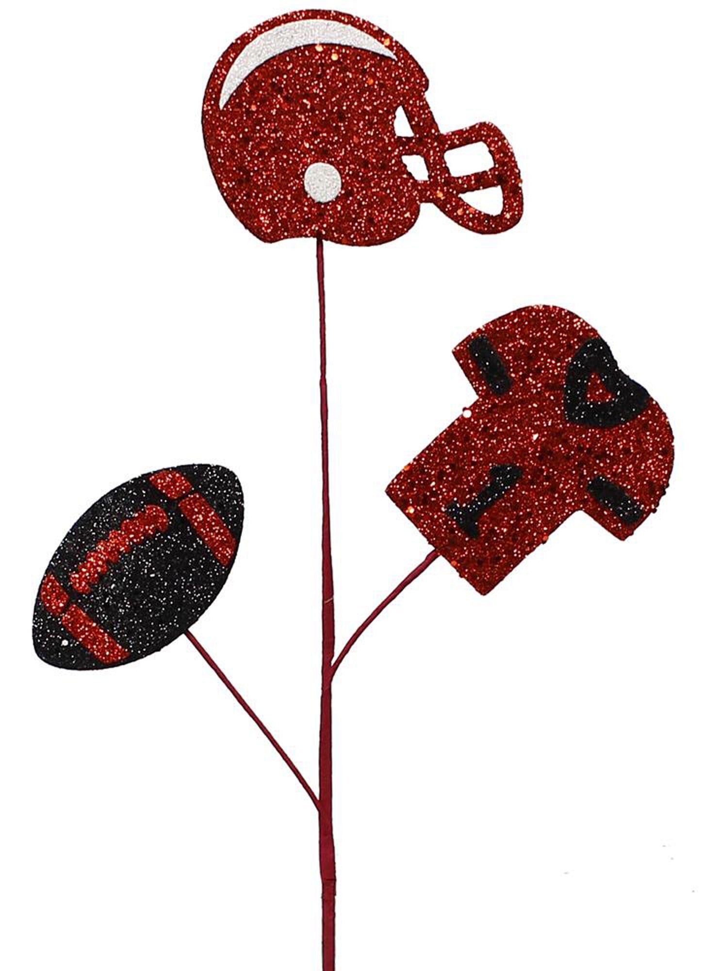 24"L GLITTER HELMET, JERSEY AND FOOTBALL PICK - RED/BLACK/WHITE - MZ186147