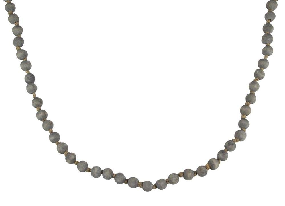 39"L Medium Round Wood Bead Garland-Grey Wash-MZ198532