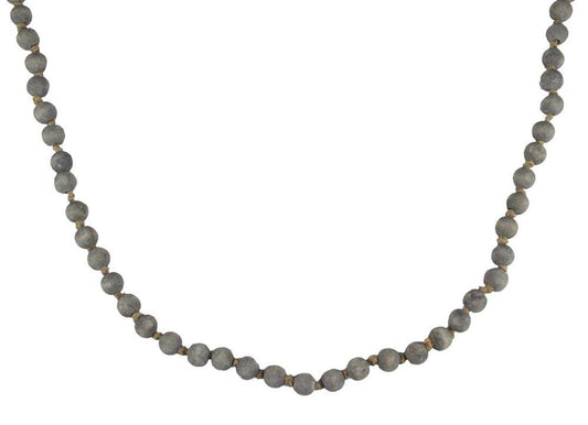 39"L Medium Round Wood Bead Garland-Grey Wash-MZ198532