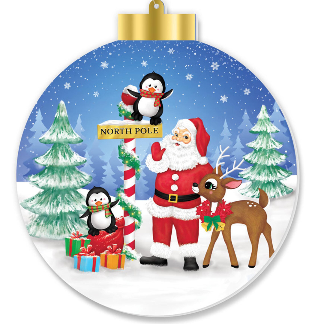 5.5"H DBL-SIDED NORTH POLE ELVES OR SANTA ORNAMENT - BLUE/RED/GRN/YLW/BRN/BLK - XJ0070