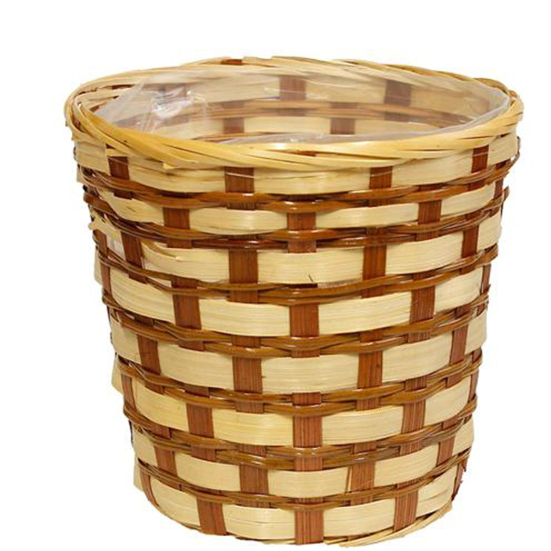 6" BAMBOO/FERN POT COVER - W/SEWN LINING - KP5077