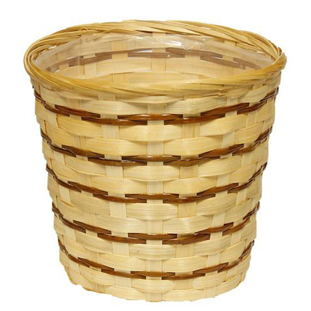 6" BAMBOO/FERN POT COVER - W/SEWN LINING - KP5077