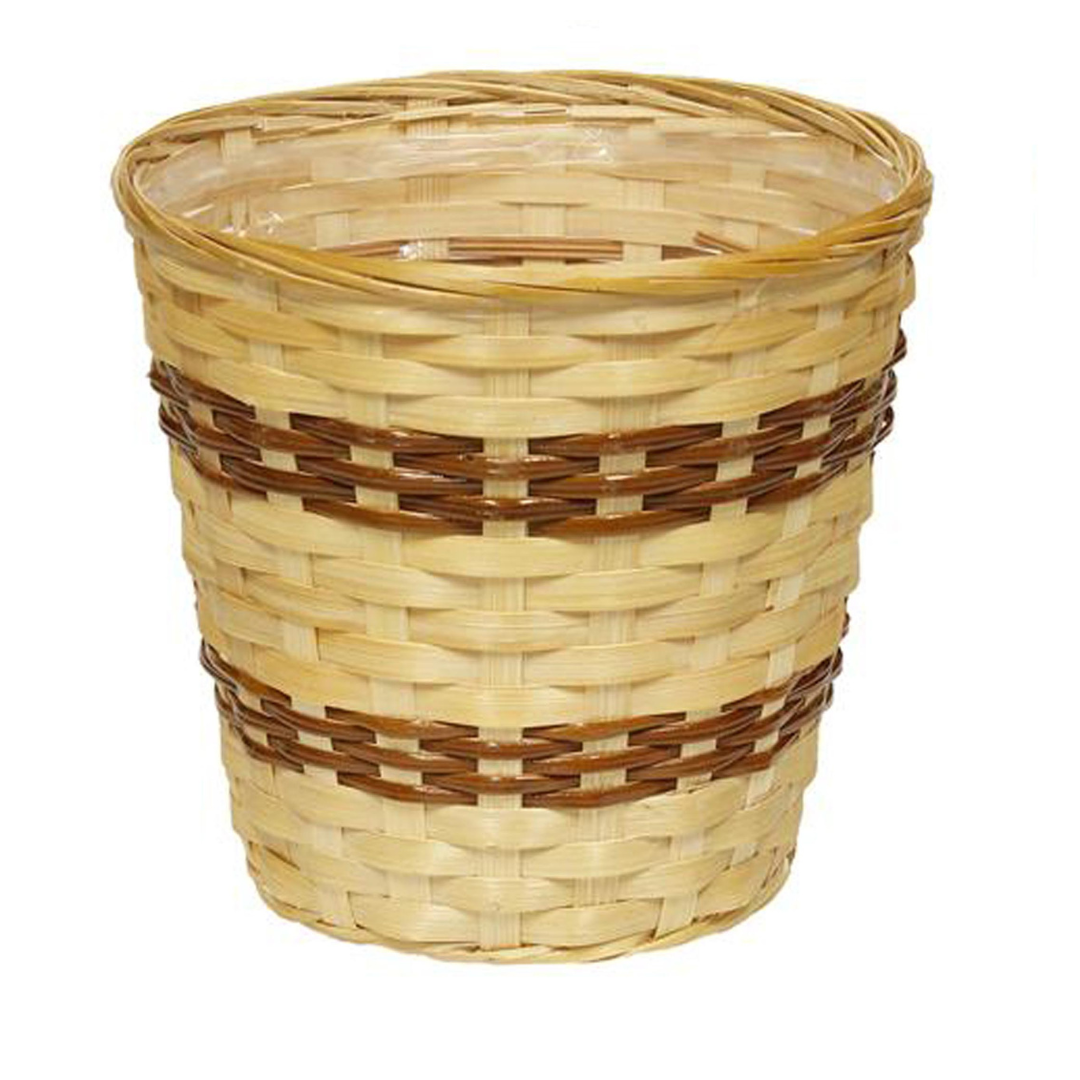 6" BAMBOO/FERN POT COVER - W/SEWN LINING - KP5077